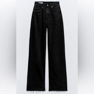 Zara Wide Leg High-Rise Full Length Black Jeans Size 10